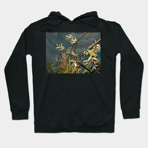 Natural environment diorama - A bird resting on a branch Hoodie by Reinvention